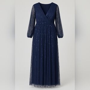 💙 Giffniseti Embellished Flowy Maxi Dress Size XL Formal Preppy Festive Mother